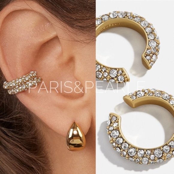 Glam Time Gold Rhinestone Ear Cuff Set - Picture 1 of 5